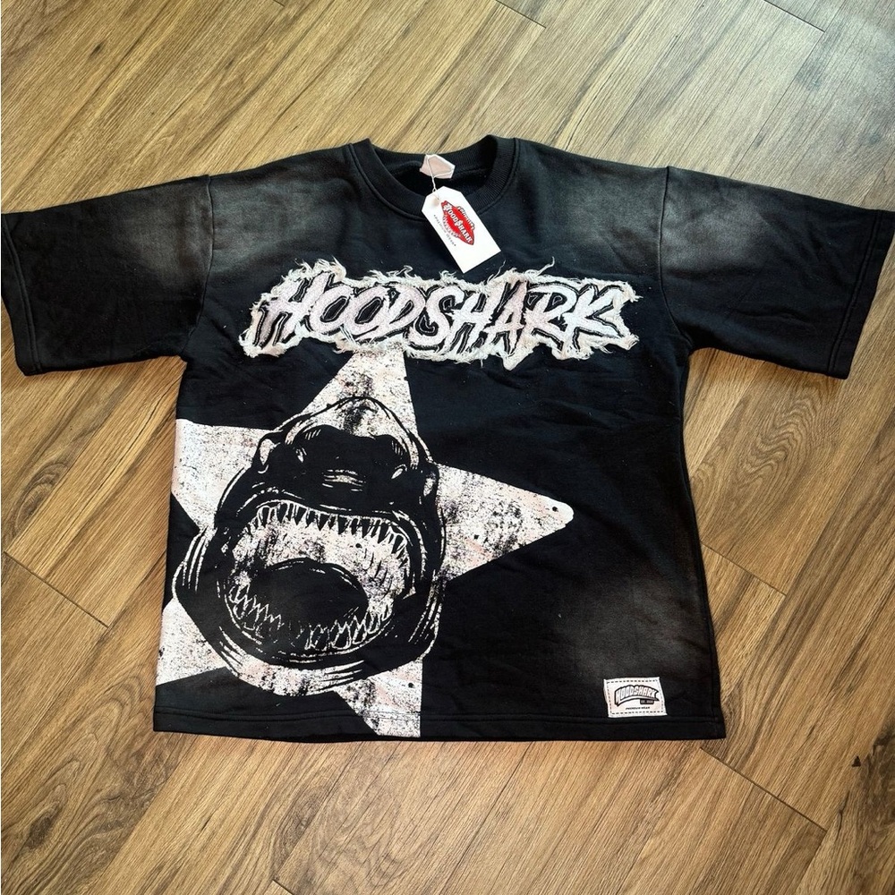 Black and White Shark Graphic Short Sleeve Tee